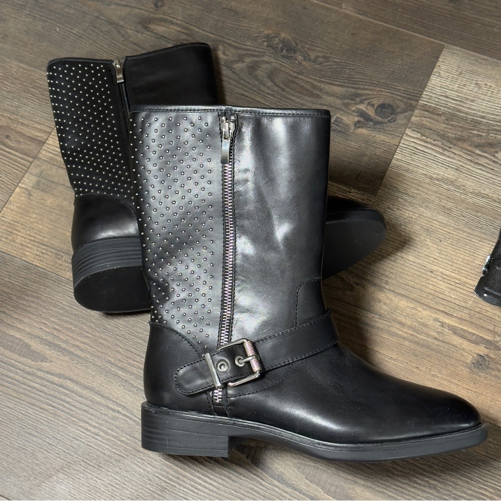 STEVEN by Steve Madden Studded Moto Boots • Black • Size 8.5W • NWOT